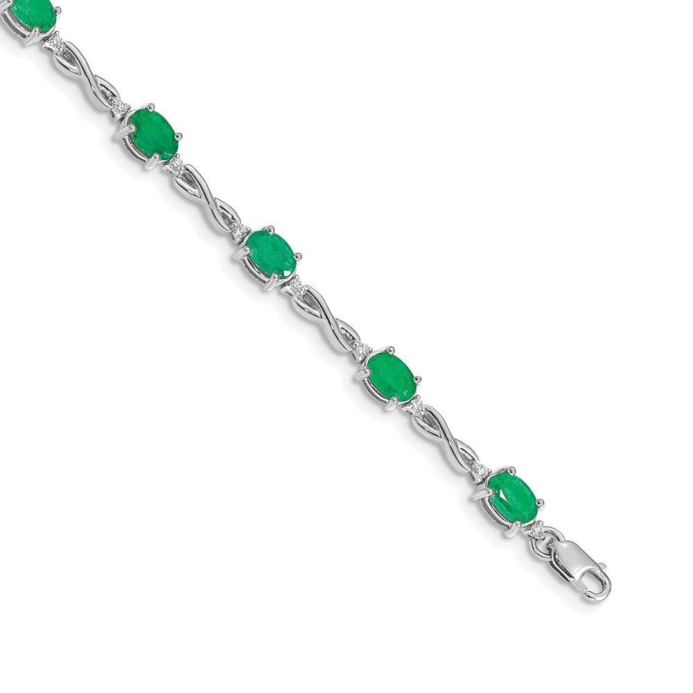 14k White Gold Diamond & Emerald Bracelet